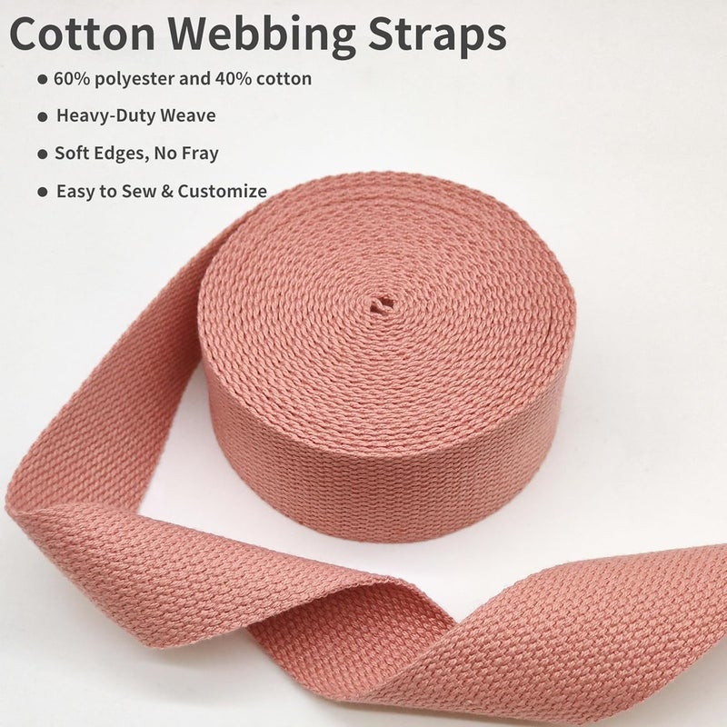 Evora 1.5 inch Cotton Webbing Braid Handles Bag Strap 15ft High Density Webbing Plain Weave Straps for Cloth Tote Bag, Pet Collars, DIY Projects, Crafts, Outdoor Accessories (Watermelon Red 507) - Image 4